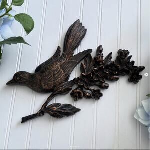 Vintage 1967 Dart USA Resin Plastic Bird Cherry Blossom Branch Wall Hanging